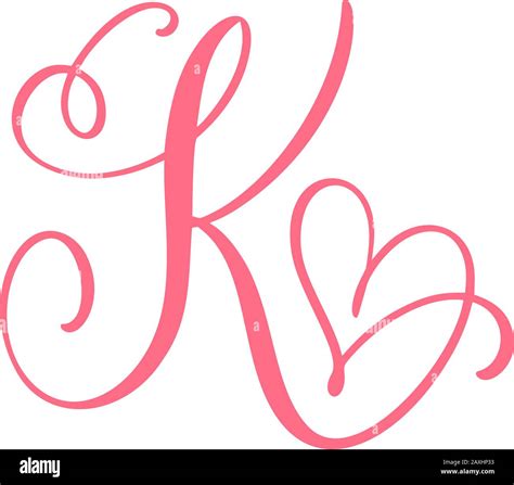 Vector Vintage floral monogram letter K. Calligraphy element heart logo ...