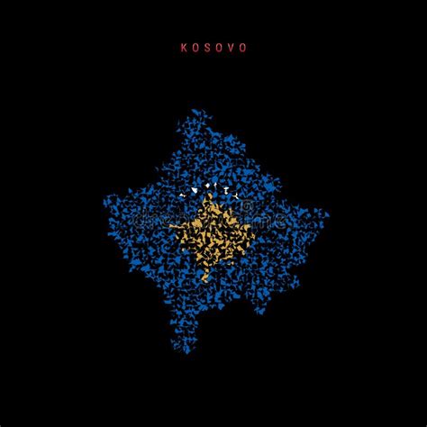 Kosovo Flag Map, Chaotic Particles Pattern in the Kosovan Flag Colors ...