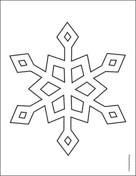 Easy How to Draw a Snowflake Tutorial and Coloring Page