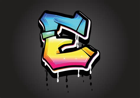 E letter 3D Graffiti Dripping alphabet font vector 11974542 Vector Art ...