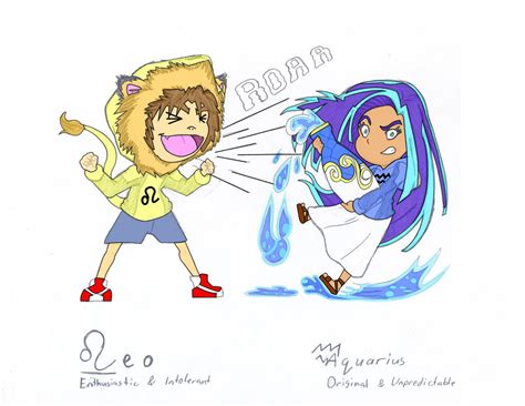 Zodiac 12: Leo and Aquarius Colored by JayLee2014 on DeviantArt