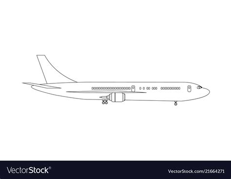 Plane drawn with lines to high detailed side view Vector Image