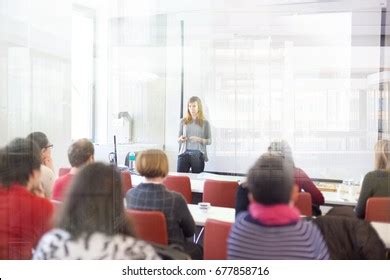 Speaker Giving Presentation Lecture Hall University Stock Photo ...