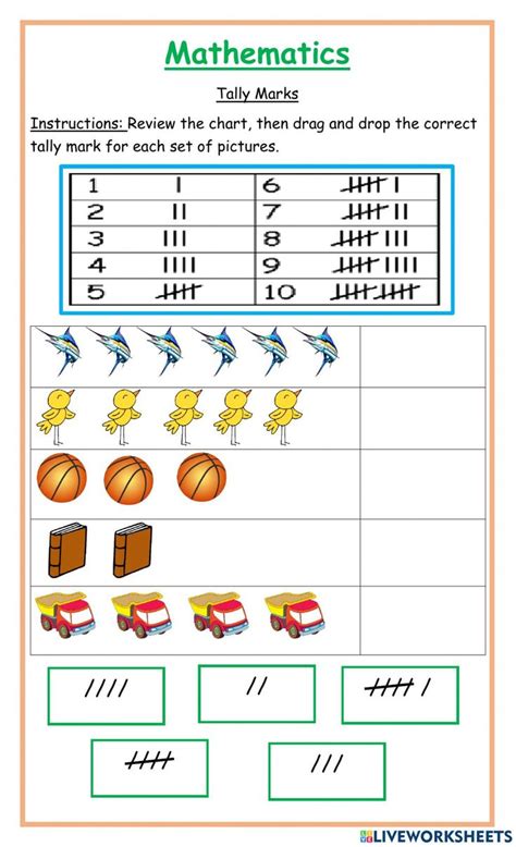 Tally Mark Worksheet for 1st Grade