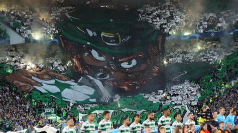 Celtic fans put on stunning Tifo display with flares to welcome ...