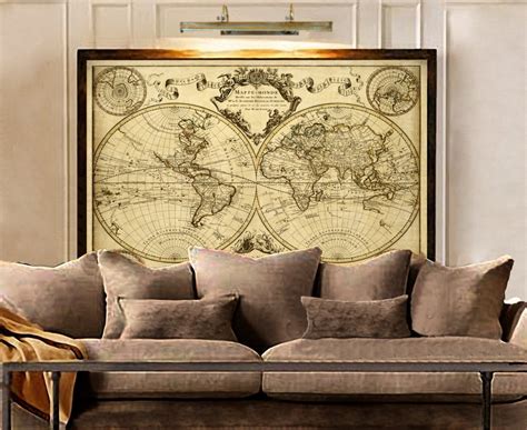 1720 Old World Map,World Map wall art, Historic Map Antique Style map ...