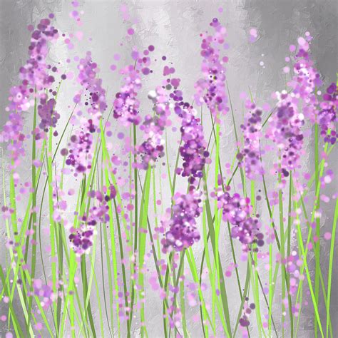 Lavender Blossoms - Lavender Field Painting Painting by Lourry Legarde