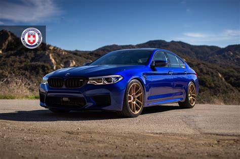 San Marino Blue BMW M5 with HRE RC104 Wheels in Satin Gold