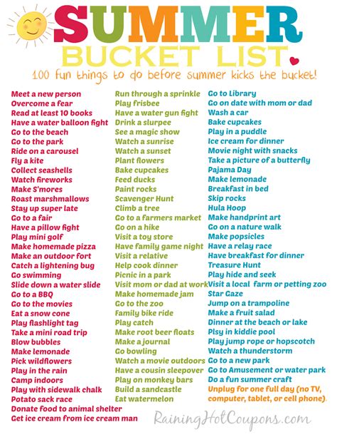 100 Fun Things To Do This Summer (Printable Bucket List!) | Summer ...