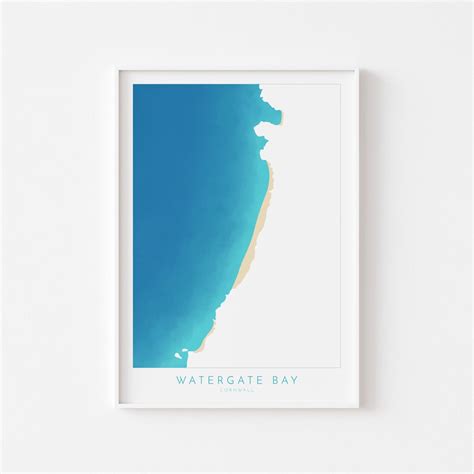 Watergate Bay Map Art Cornwall Map Art, Watergate Bay Beach Map ...