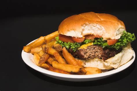 Cheeseburger and Fries stock image. Image of nutrition - 3470709