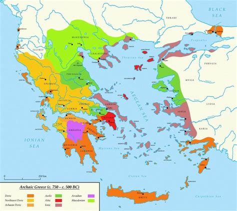 Ancient Greece map in the Aegean area - a map of influence of Doric ...