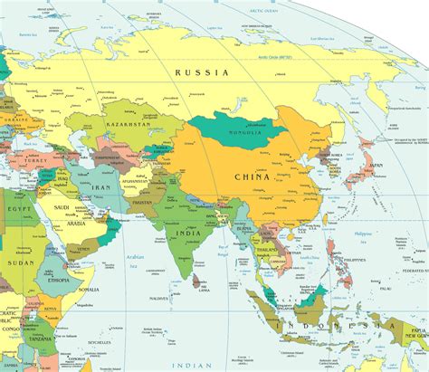 Countries Of Asia Map | Map of Atlantic Ocean Area