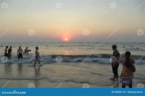 Sunset, Calangute Beach, Goa, India Editorial Image - Image of india ...