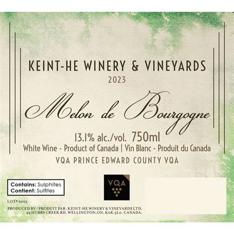 2023 Melon de Bourgogne VQA PEC | Keint-He Winery and Vineyards