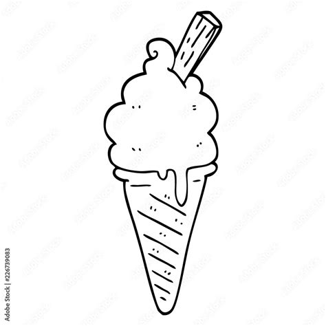 line drawing cartoon ice cream Stock Vector | Adobe Stock