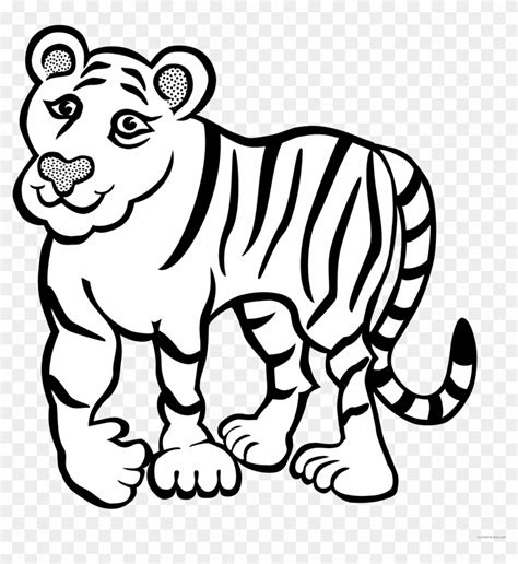 Outline Of Running Tiger Royalty Vector Clip Art Image - Hewan Kartun ...