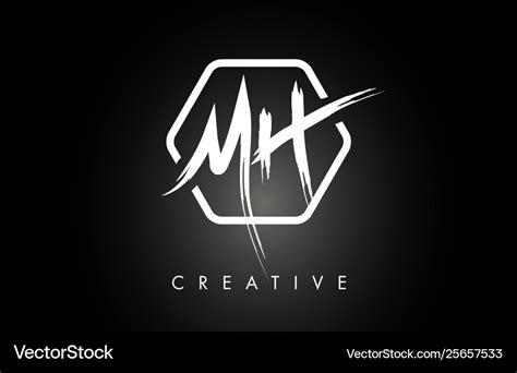 Mh m h brushed letter logo design with creative Vector Image