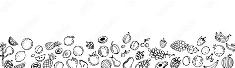 Garden fruits. Edible food plants. Continuous seamless picture. Bottom ...