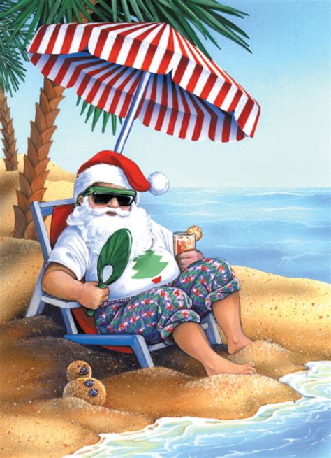 Santa Claus on the Beach Holiday Cards - Coastal Christmas Stationery ...