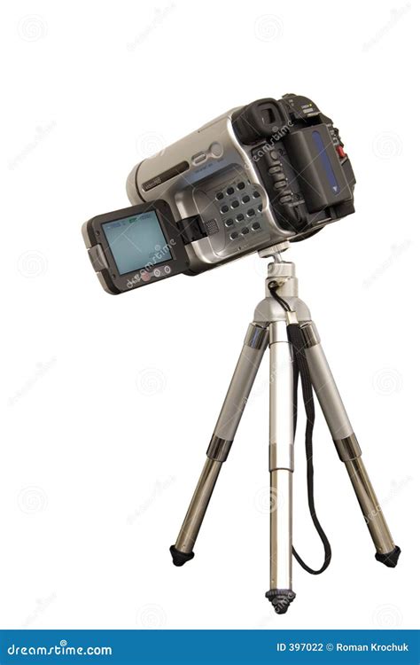 Camcorder on a tripod stock photo. Image of buttons, director - 397022