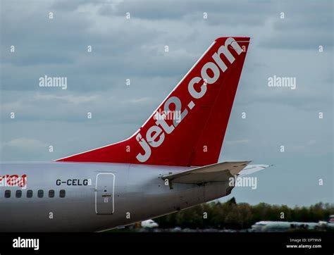 Jet2 Airlines Boeing 737 tail livery at Manchester Airport Stock Photo ...