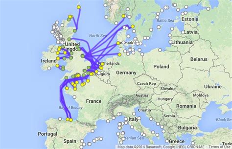 Europe Ferry Routes Map