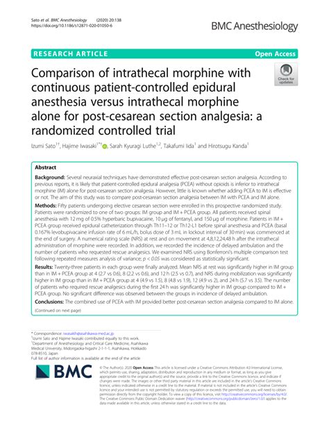 (PDF) Comparison of intrathecal morphine with continuous patient ...