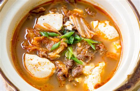 Korean Kimchi Tofu Soup with Beef Recipe | Jan's Food Steps