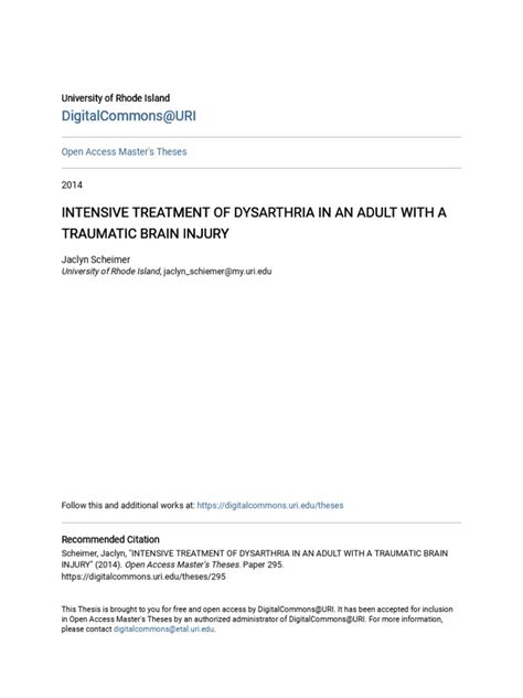 Intensive Treatment of Dysarthria in An Adult With A Traumatic BR | PDF ...