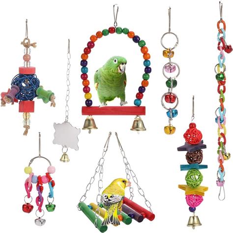 Yumi V 8-pack Bird Toys, Budgie Toys Hanging Swing Shredding Chewing ...