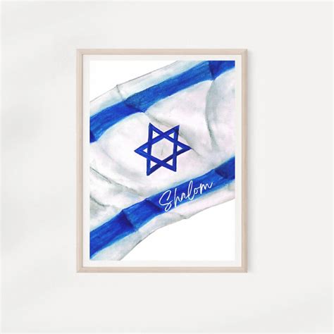 Shalom. Israel Flag Painting. Digital Download. Handmade - Etsy