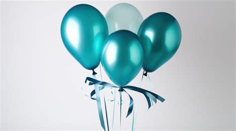 Premium AI Image | Beautiful light blue helium party balloons floating ...