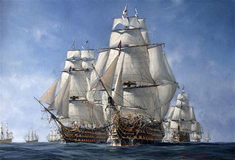 HMS Victory, HMS Temeraire. 'Hold the Line' (Battle of Trafalgar) | Old ...