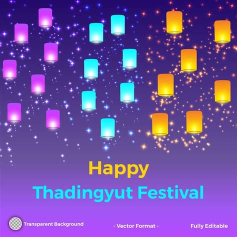 Premium Vector | Celebration full moon day of thadingyut festival ...