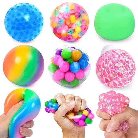 Buy ZaxiDeel Sensory Stress Balls 6 Pack - Water Bead Squeeze Toys ...