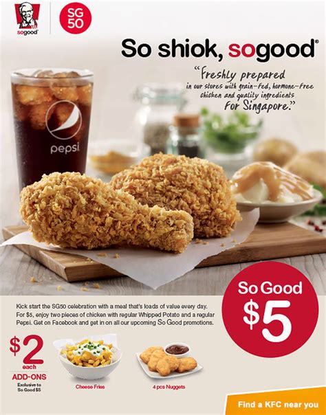 KFC 2-piece Chicken Meal is now just $5 in celebration of #SG50 | Great ...