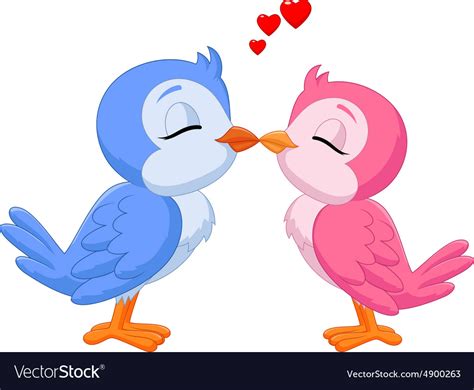 Two love birds kissing Royalty Free Vector Image