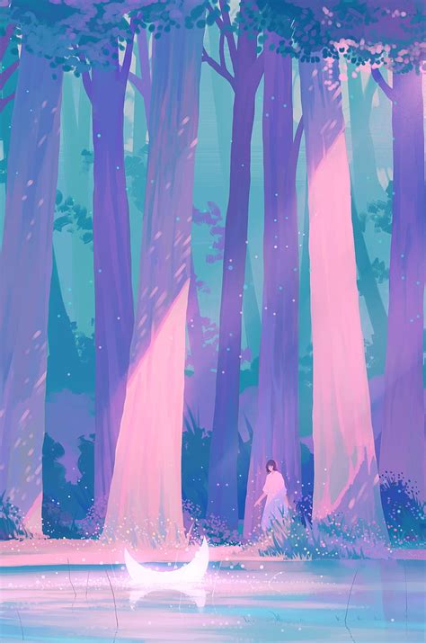 2K free download | Forest, aesthetic, anime, art, blossom, cherry, cute ...