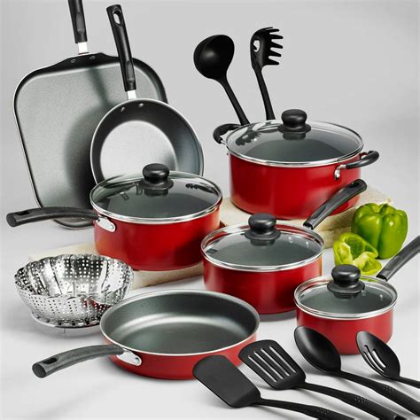 Tramontina Primaware 18 Piece Non-stick Cookware Set, Red - Walmart.com ...