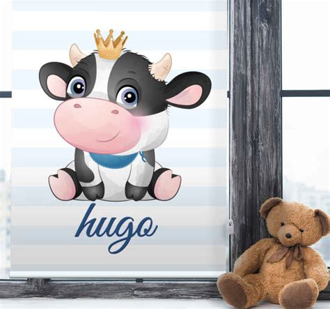 Cute cow for boy with name Nursery blind - TenStickers