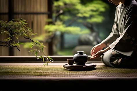 Premium AI Image | Traditional Japanese Tea Ceremony in Zen Garden