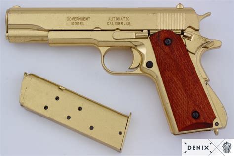 REPLICA M1911 US COLT HAND GUN PISTOL DENIX – GOLD STRIP DOWN TYPE ...