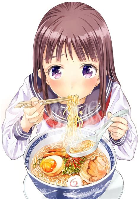 Anime girls eating ramen | Animoe