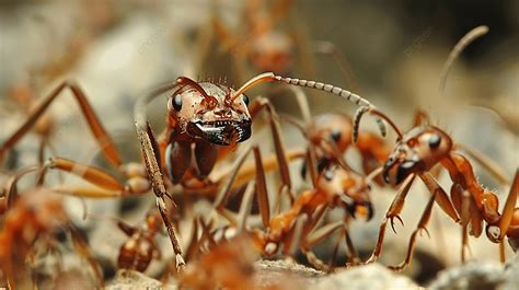 Adult Longhorn Crazy Ants Attacking A Pyramid Ant Queen Background ...