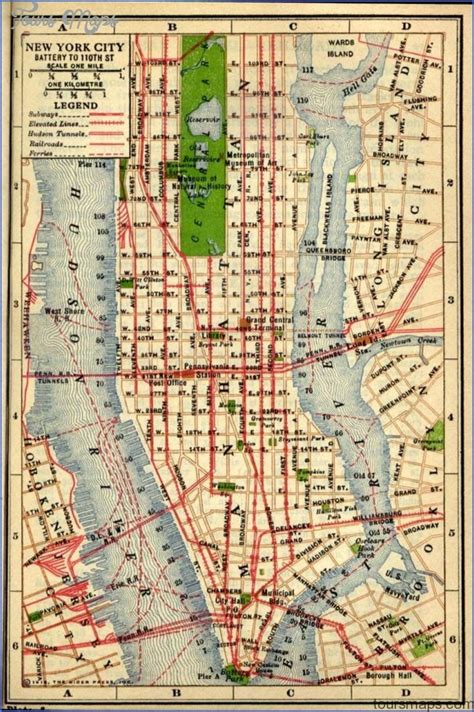 New York neighborhoods map manhattan - ToursMaps.com