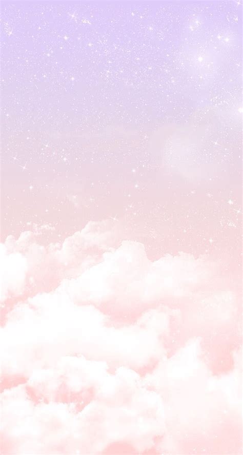 Pastel lilac pink clouds stars iphone wallpaper phone background lock ...