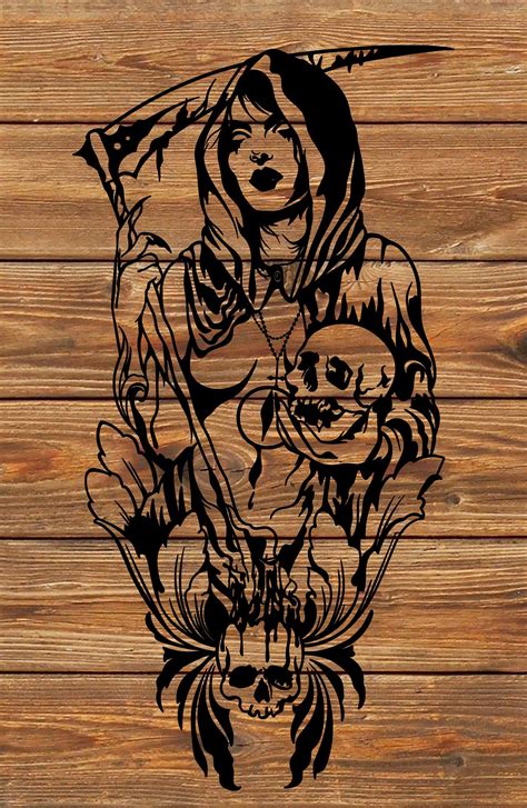 PNG SVG File Cool Grim Reaper Girl Death Evil Tattoo - Etsy Hong Kong