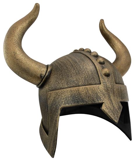 Costume Accessory Viking Barbarian Warrior Helmet With Horns, Bronze ...