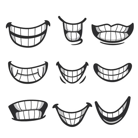 Free Vector | Hand drawn teeth smile cartoon illustration